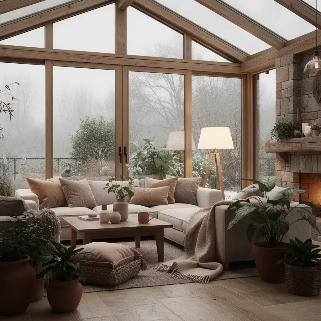 Wintergarten Holzoptik Innenansicht Köln